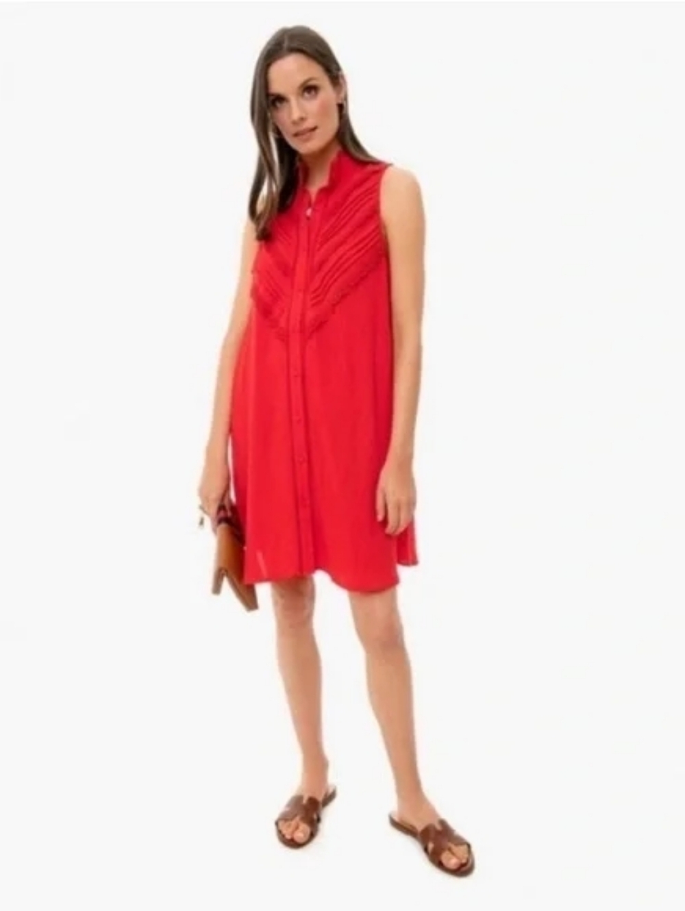 POMANDER PLACE TUCKERNUCK Dutton Eyelet Sleeveless Mini Dress Poppy Small